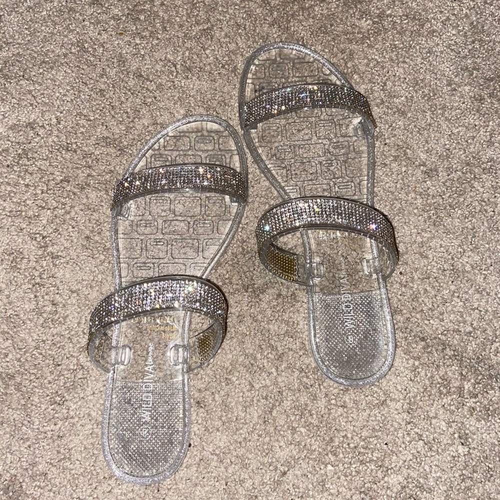 Clear rhinestone sandals